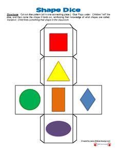 Shape Dice Printables & Template Preschool Learning, Toddler Activities ...