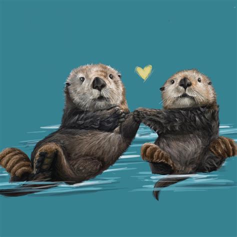 Otters Holding Hands by elkocloud on DeviantArt