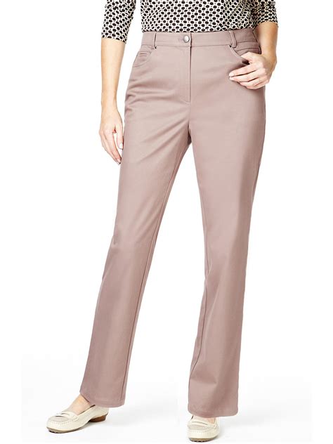 Marks and Spencer - - M&5 DARK-BEIGE Cotton Rich Straight Leg Trousers ...