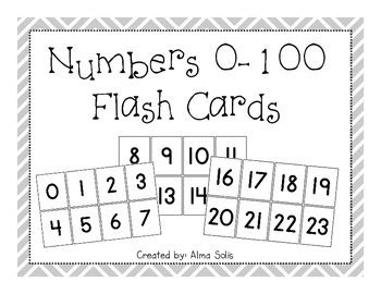 Numbers 0-100 Flashcards by Alma Solis | Teachers Pay Teachers