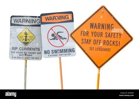 Isolated Water Warning Signs Stock Photo - Alamy