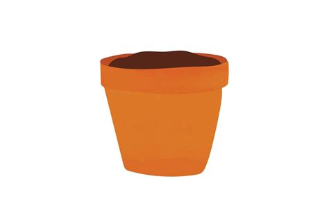 Empty flowerpot with soil watercolor drawing isolated on white background. Blank flower pot ...