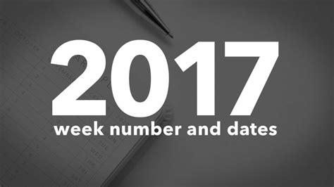 2017 Calendar Week Numbers and Dates - List of National Days