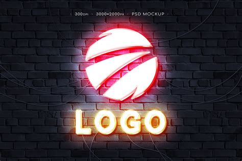 Neon Logo Mockup - Design Cuts