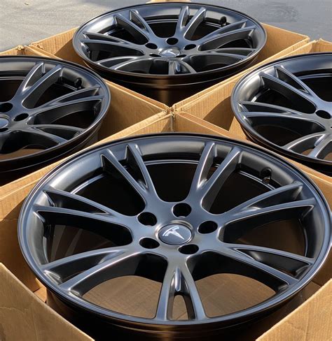 Tesla Model Y 19" Gemini Wheels RIMS Satin Black 2020 Factory OEM