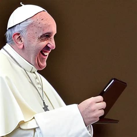 pope Francis laughing hysterically as he writes your | Stable Diffusion ...