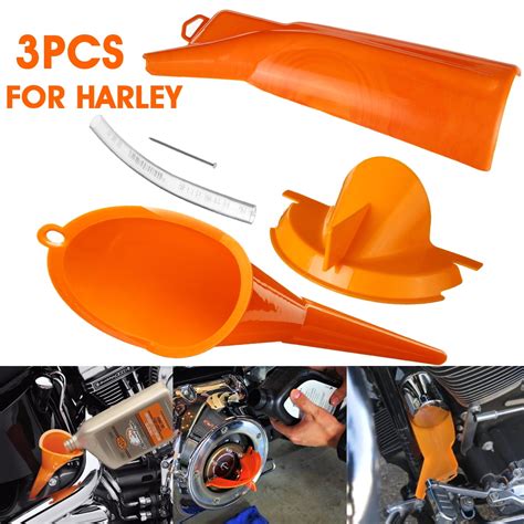 3 Sets Fuel Funnels Car Auto Orange Plastic Gas Oil Water Multi-Purpose 3in1 Funnel Crankcase ...