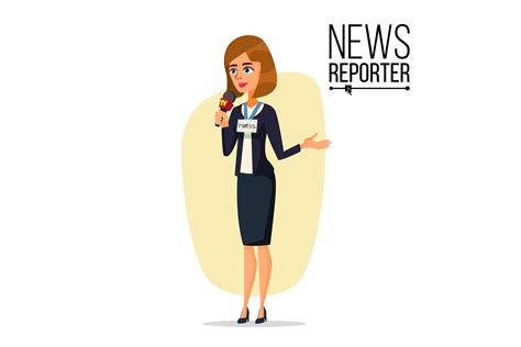 Female Journalist Vector. Microphone. Professional Reporter Isolated ...