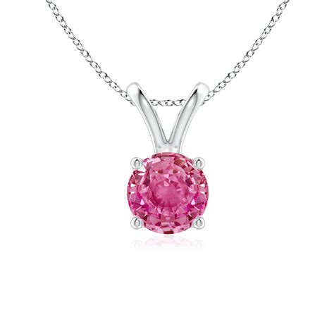 V-Bale Round Pink Sapphire Solitaire Pendant | Angara