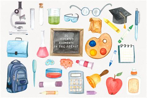 Back to school Watercolor School Clipart By Inna Lytvynchuk | TheHungryJPEG