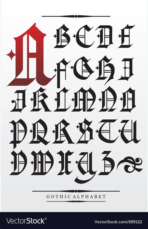 gothic font alphabet with decorations. Download a Free Preview or High ...