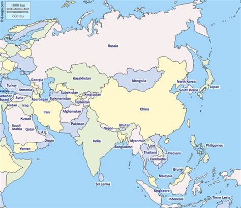 Countries of Asia (list and map; 2024) - Learner trip