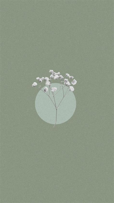 some white flowers are in the middle of a green circle on a gray background,