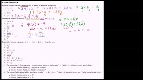 Examples of evaluating variable expressions - YouTube