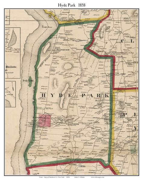 Hyde Park, New York 1858 Old Town Map Custom Print - Dutchess Co. - OLD ...