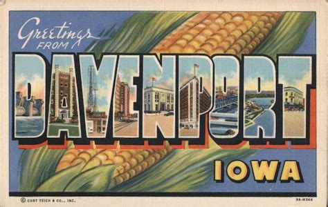 Greetings from Davenport Iowa Postcard