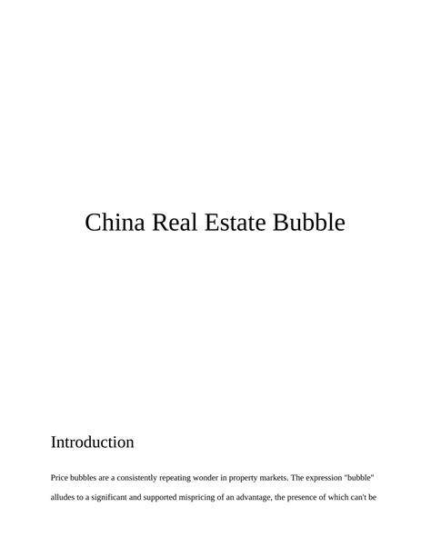 The China Real Estate Bubble