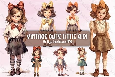 Vintage Cute Little Girl Sublimation Graphic by Big Daddy · Creative Fabrica