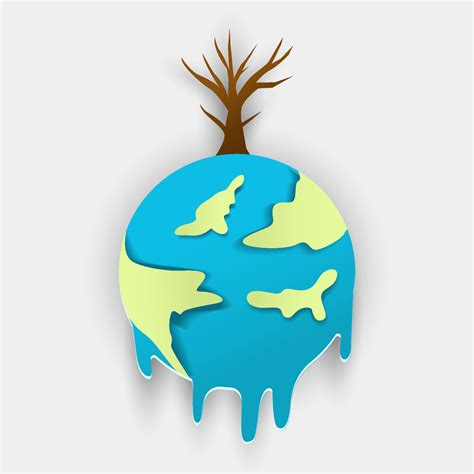 climate change concept, illustration melted earth in paper art cut ...