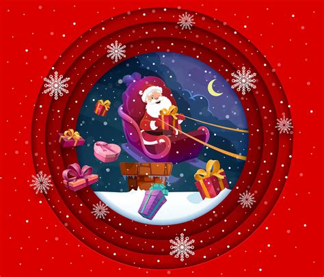 Christmas paper cut banner with cartoon santa 27769301 Vector Art at Vecteezy