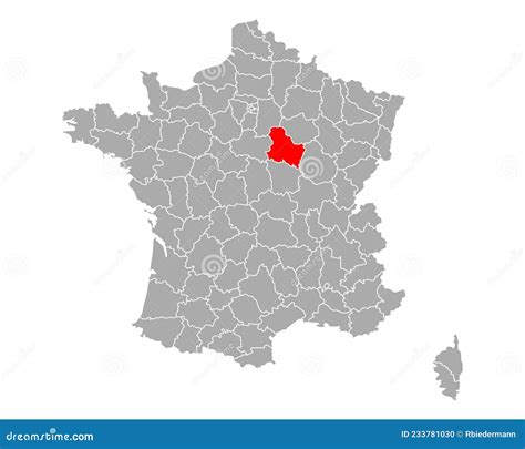 Map of Yonne in France stock vector. Illustration of departement - 233781030