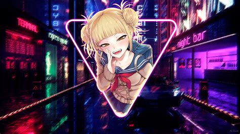 neon, anime, anime girls, city, Himiko Toga, Boku no Hero Academia, HD Wallpaper | Rare Gallery