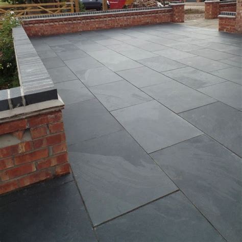 mrs stone store | brazilian black natural slate paving slabs 290x290x20-30 | Patio slabs, Garden ...