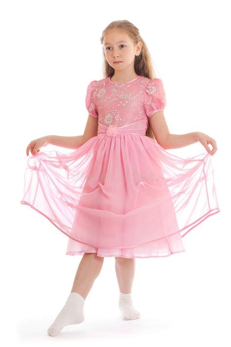 Girl Standing On Floor In Ball Dress Makin Curtsy Stock Image - Image of background, curtsey ...