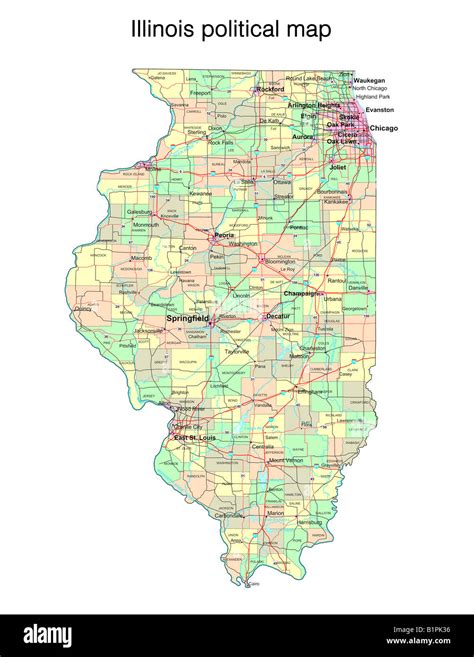 Illinois state political map Stock Photo - Alamy