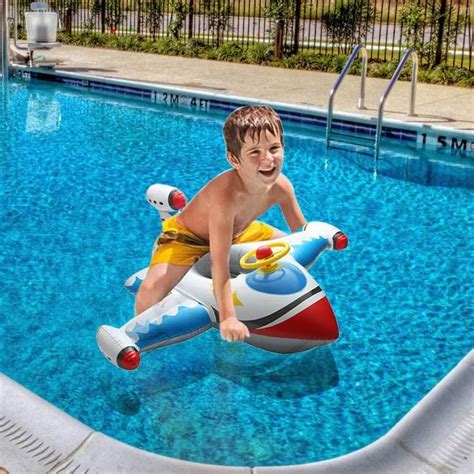 Children Swimming Inflatable Airplane Swimming Float Seat Boat Pool Swimming Toys for kids ...