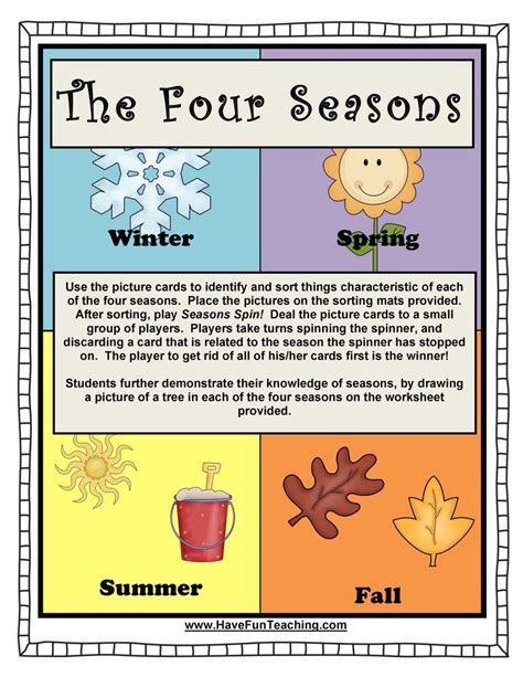 Four Seasons Activity | Seasons activities, Have fun teaching, Autumn ...