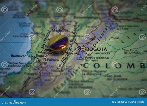 Ibague Pinned on a Map with Flag of Colombia Stock Photo - Image of ...