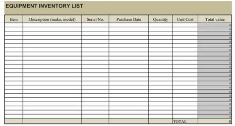 15 Equipment Inventory List Template - Excel Templates