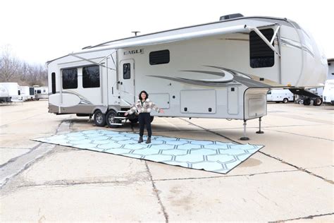 etrailer Reversible RV Outdoor Rug w/ Stakes - 10' Long x 22' Wide - Charcoal and Gray etrailer ...