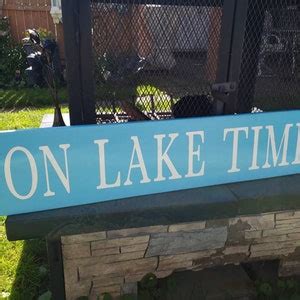 On Lake Time Wood Sign Large Porch Sign Wall Hanging Beach House Sign Primitive Nautical Decor ...