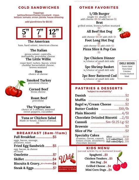 Online Menu of Wild Cherries Restaurant, Belvidere, Illinois, 61008 - Zmenu