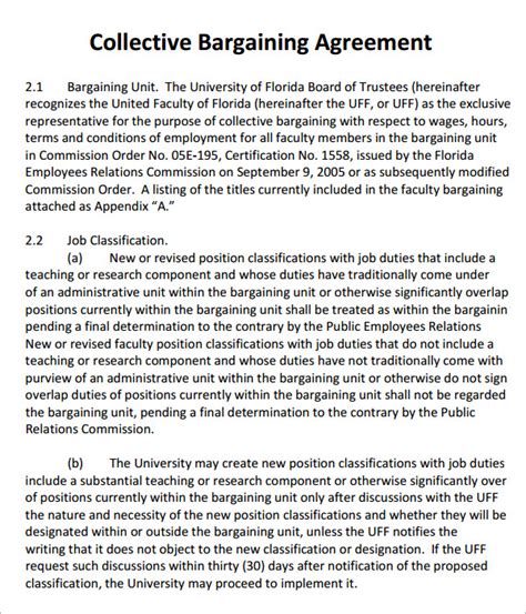 FREE 3+ Sample Collective Bargaining Agreement Templates in PDF | MS Word