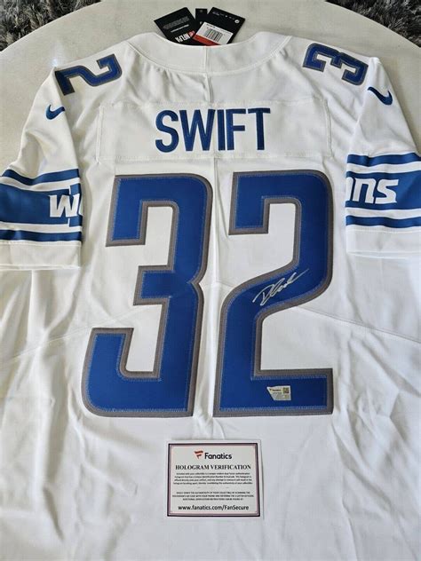 D'andre Swift Autographed/signed Jersey COA Detroit Lions - Etsy