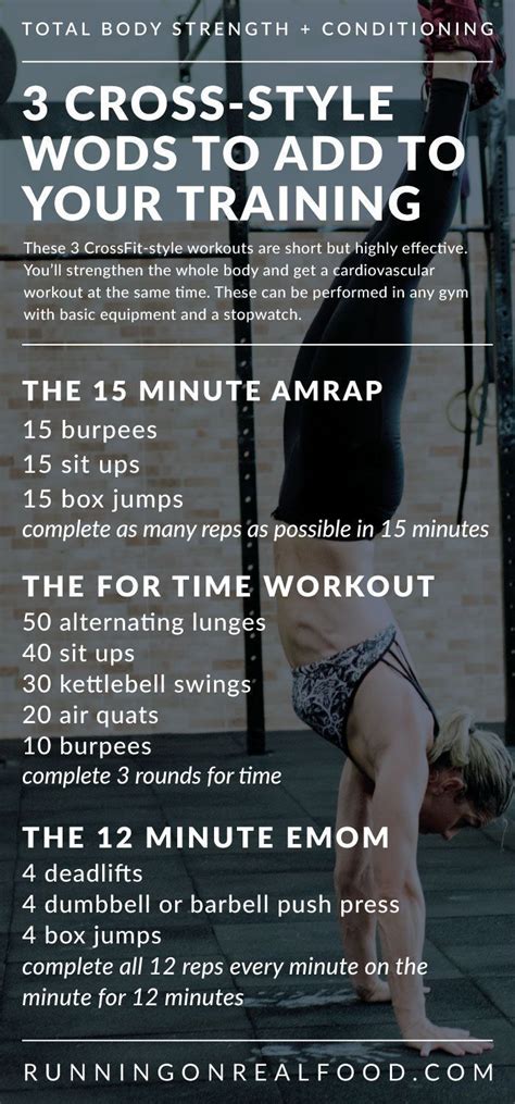 3 CrossFit-Style Workouts for Total Body Strength and Conditioning. You can do these in a an ...