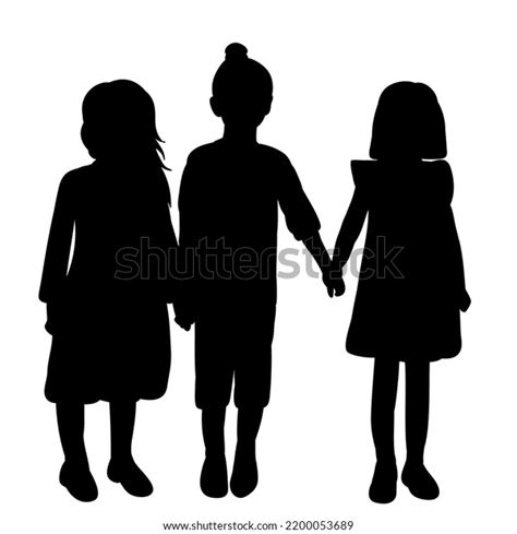 Silhouette Black Children On White Background Stock Vector (Royalty ...