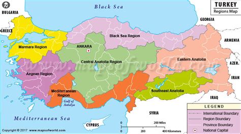 Map of Turkey Geographical Regions | Geography of Turkey