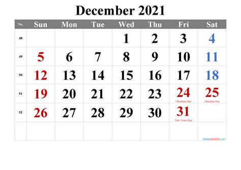 December 2021 Calendar Printable Pdf | Example Calendar Printable