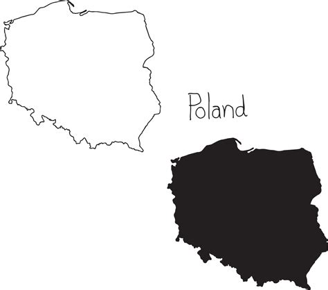 outline and silhouette map of Poland - vector illustration 3127442 ...