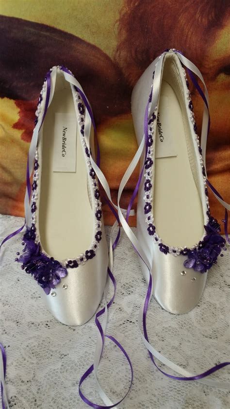 Wedding Purple Flats silk flowers pearls crystals and ankle | Etsy