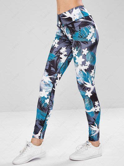 Gym Leggings - Printed, Floral, Black, High Waisted Gym Leggings Online | ZAFUL