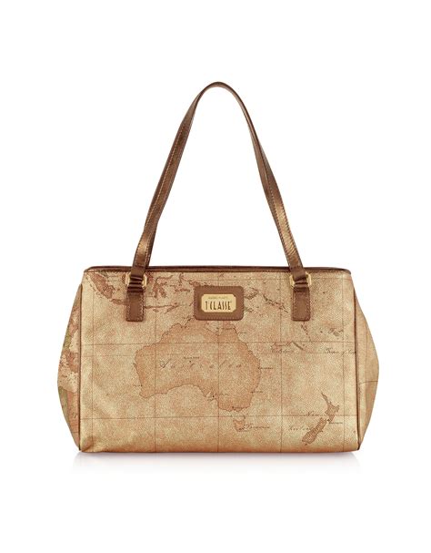 Lyst - Alviero Martini 1A Classe Geo Metallic Medium Shopping Bag Bronze in Natural