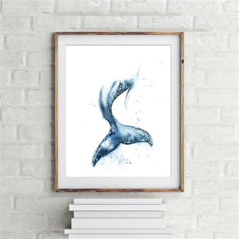 Whale Tail Art Print Watercolor Painting of Whale Watercolor - Etsy