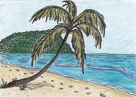 Palm Tree Beach Drawing at PaintingValley.com | Explore collection of ...