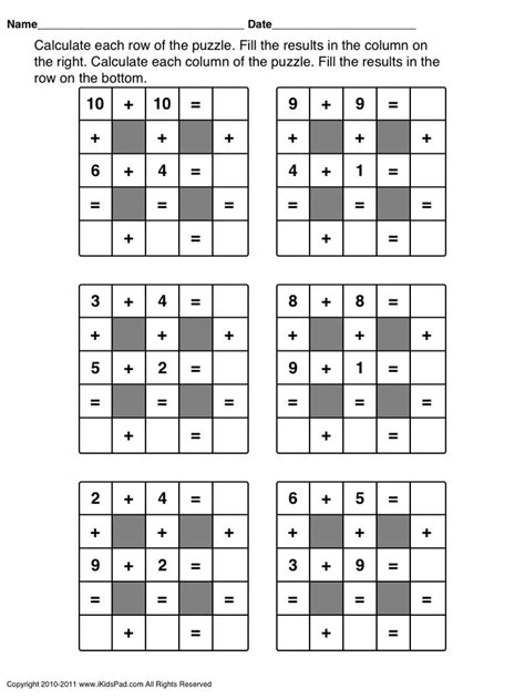 Printable Maths Games And Puzzles