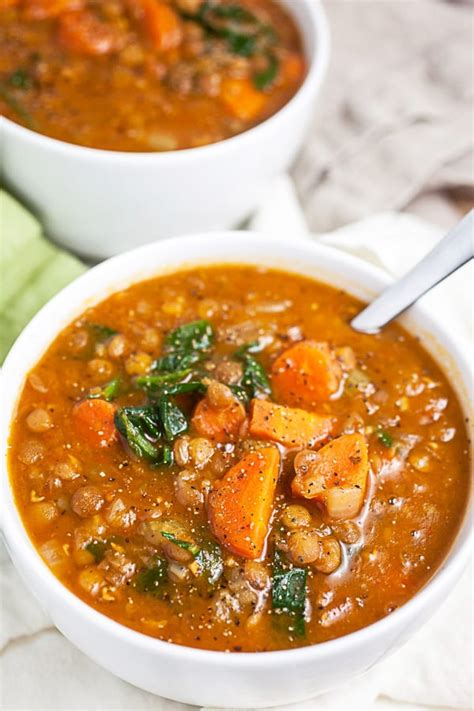 Instant Pot Lentil Soup with Spinach | The Rustic Foodie®